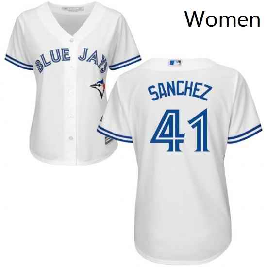 Womens Majestic Toronto Blue Jays 41 Aaron Sanchez Replica White Home MLB Jersey